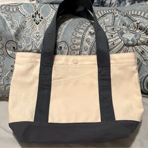 Like New Athleta Girl Going Places Cotton Canvas Tote Natural/Off White and Navy